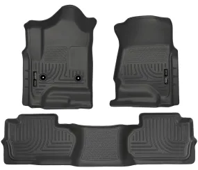 2014-2015 Chevy Silverado / GMC Sierra Extended Cab Front & 2nd Seat Floor Liners-Black