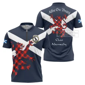 Abernethy Tartan Lion Rampant Zipper Polo Shirt Proudly Display Your Heritage with Alba Gu Brath and Clan Name