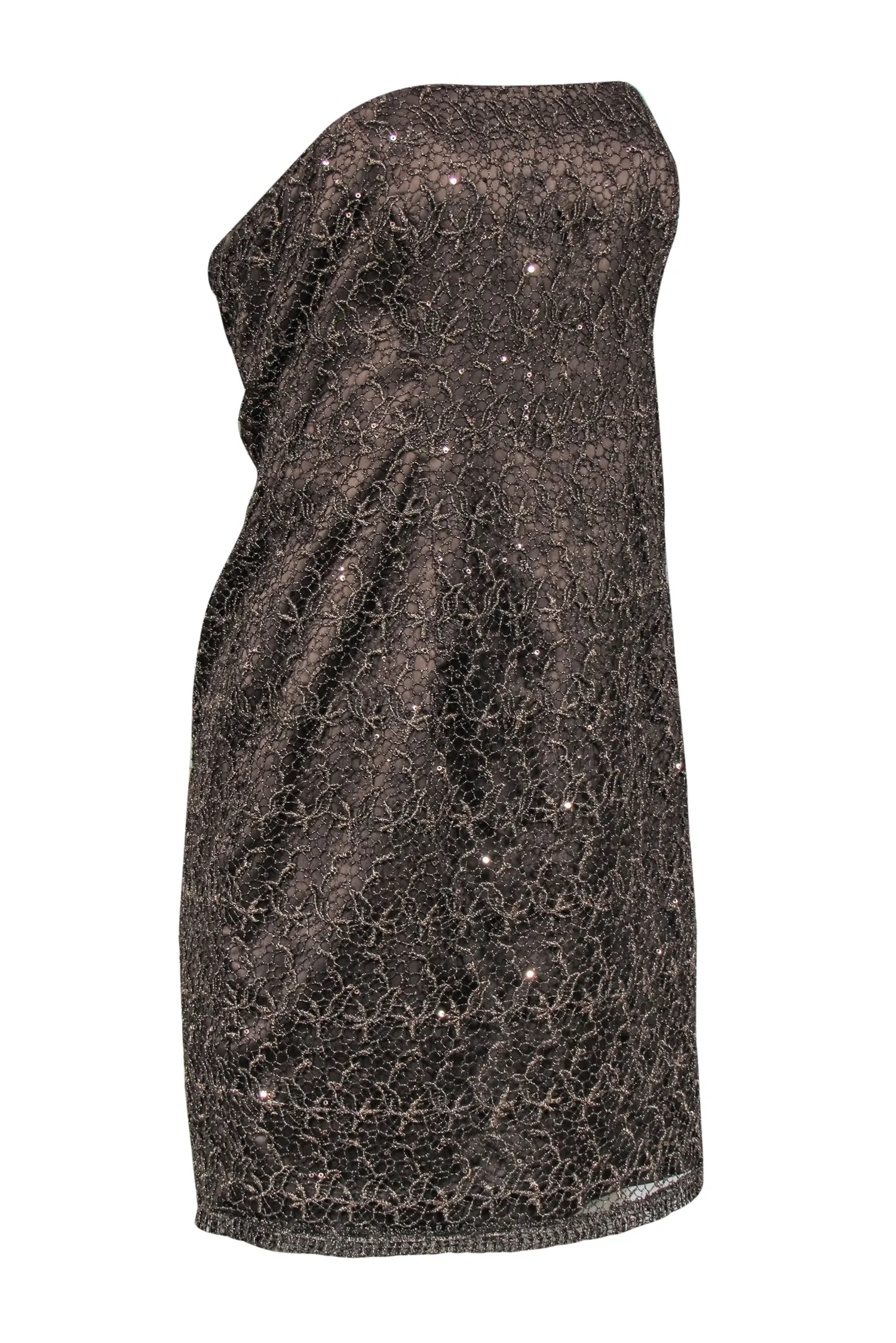 Adrianna Papell - Bronze Lace & Sequin Strapless Sheath Dress Sz 10