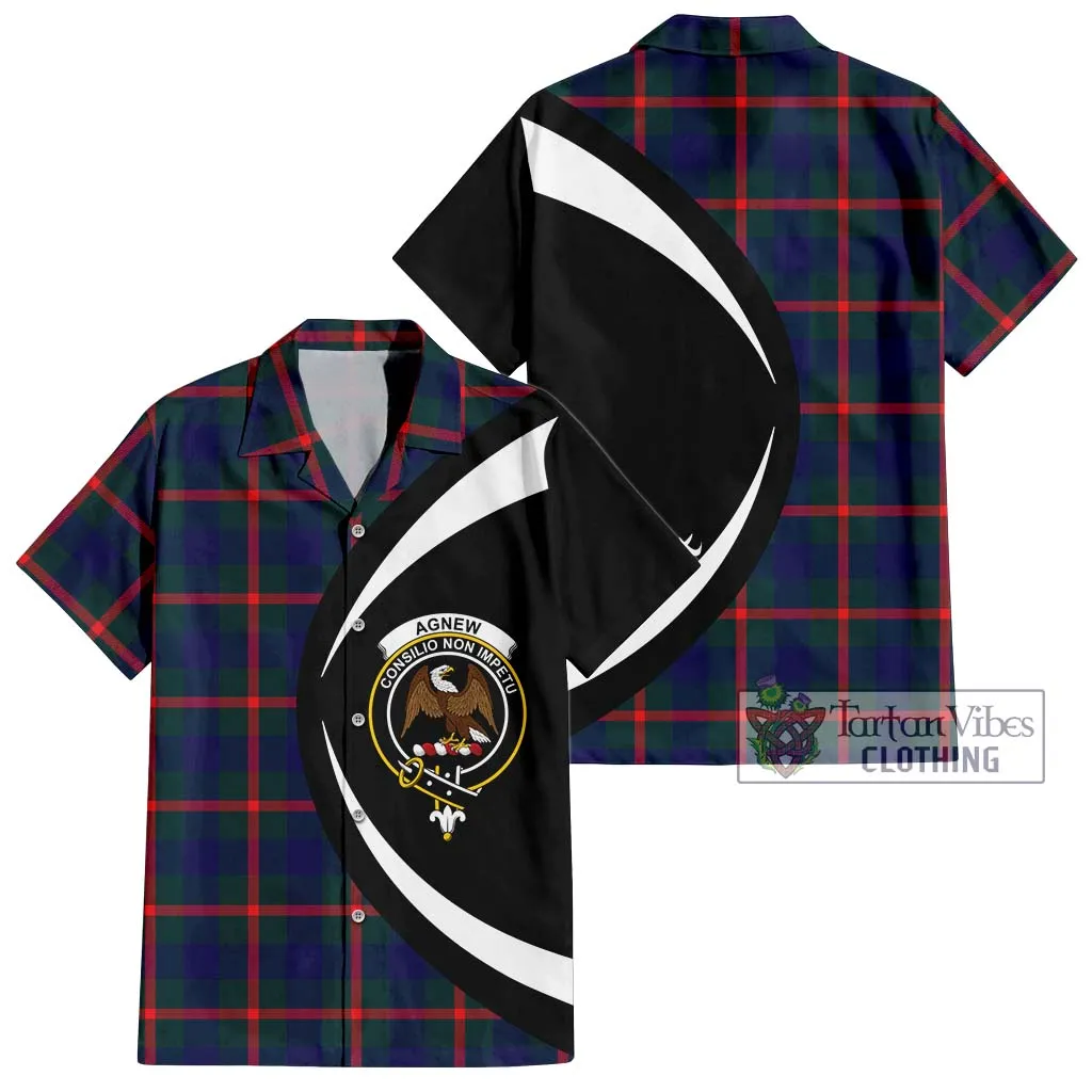 Agnew Tartan Short Sleeve Button Up with Family Crest Circle Style