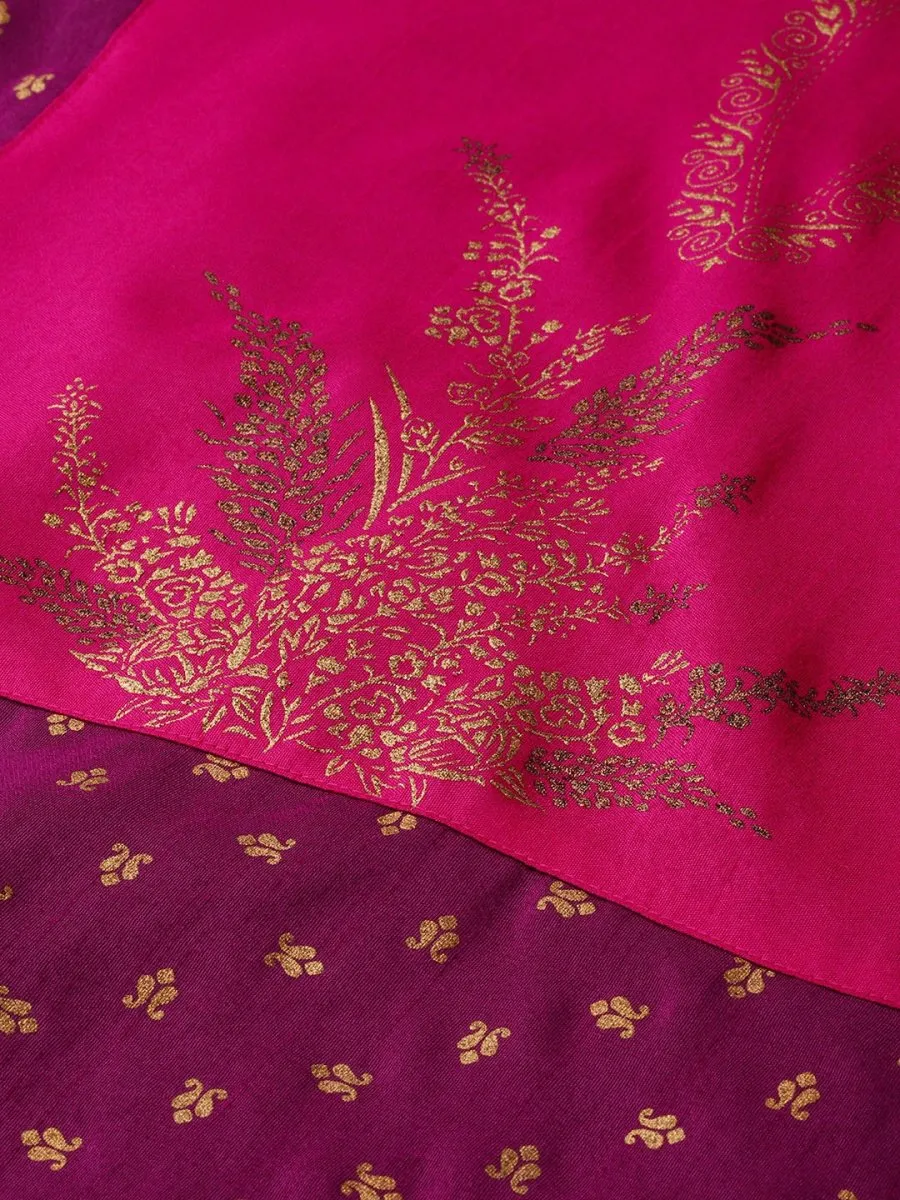 Ahalyaa Magenta & Pink Screen Printed Kurta with Palazzo