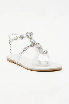 Aislinn Embellished Strappy Sandals - Silver