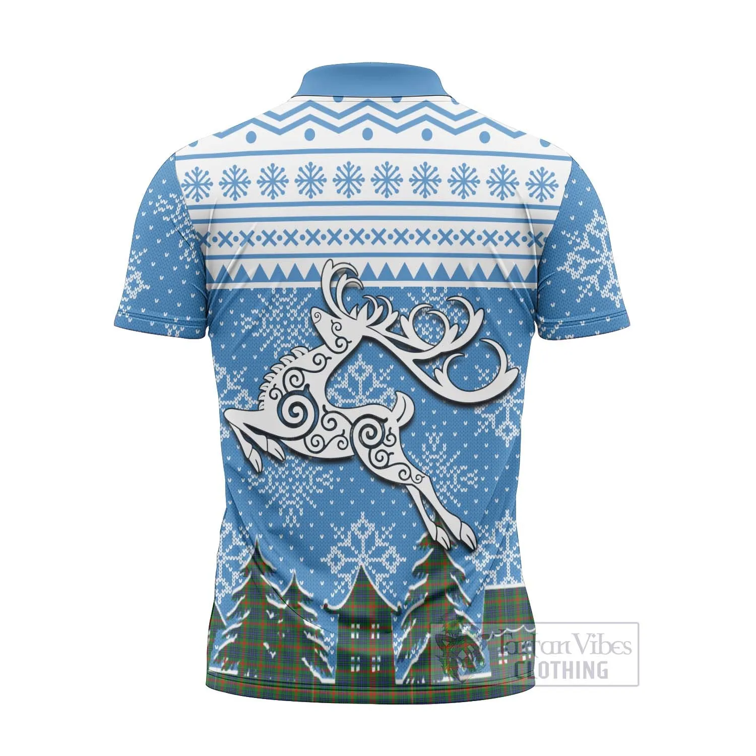 Aiton Clan Christmas Zipper Polo Shirt Celtic Reindeer Style