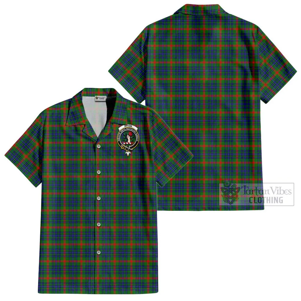 Aiton Tartan Cotton Hawaiian Shirt with Family Crest