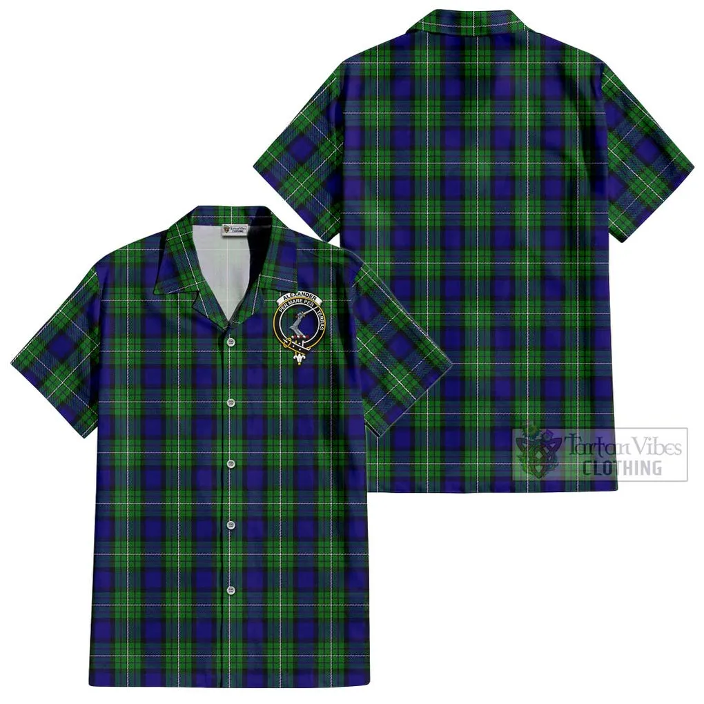 Alexander Tartan Cotton Hawaiian Shirt with Family Crest