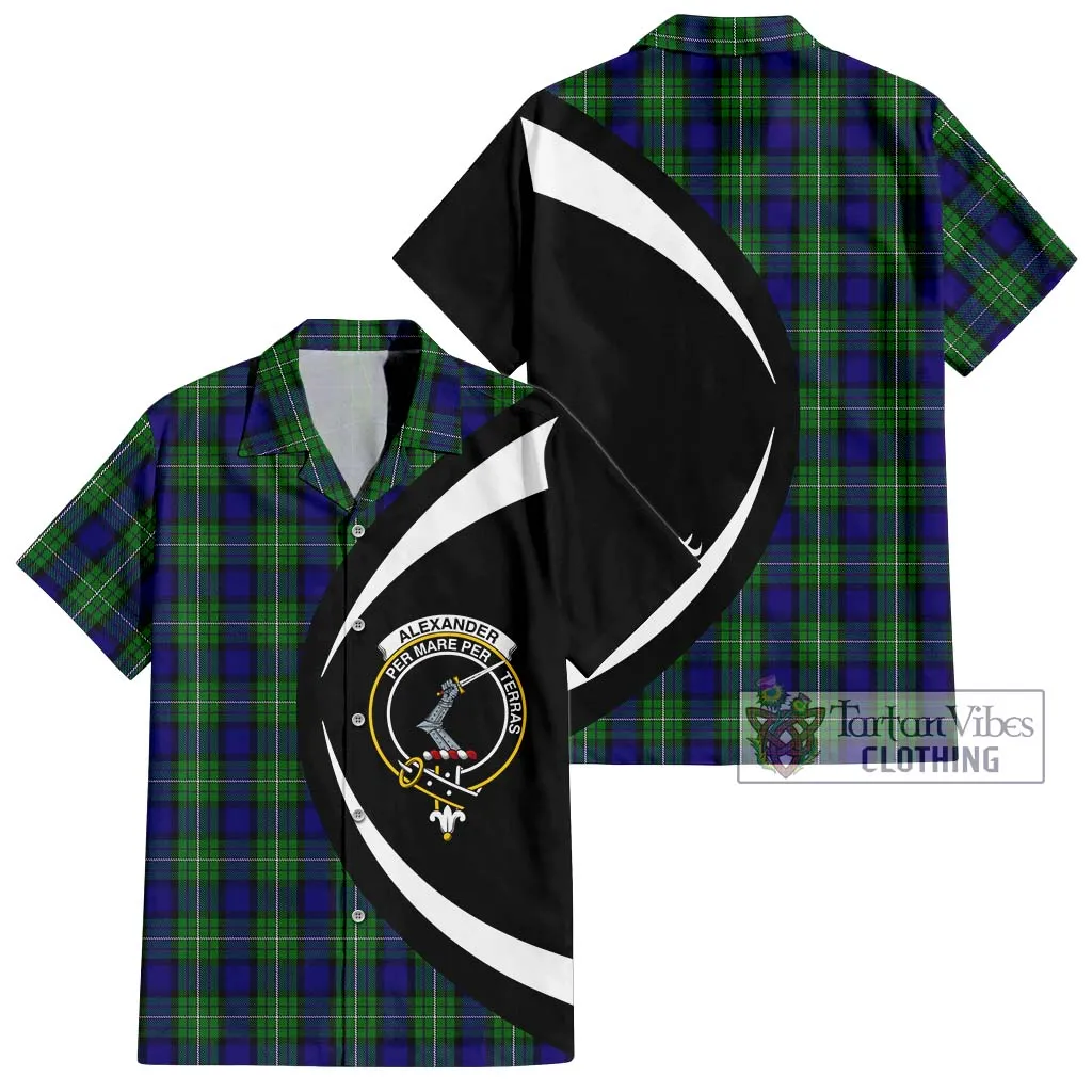 Alexander Tartan Short Sleeve Button Up with Family Crest Circle Style