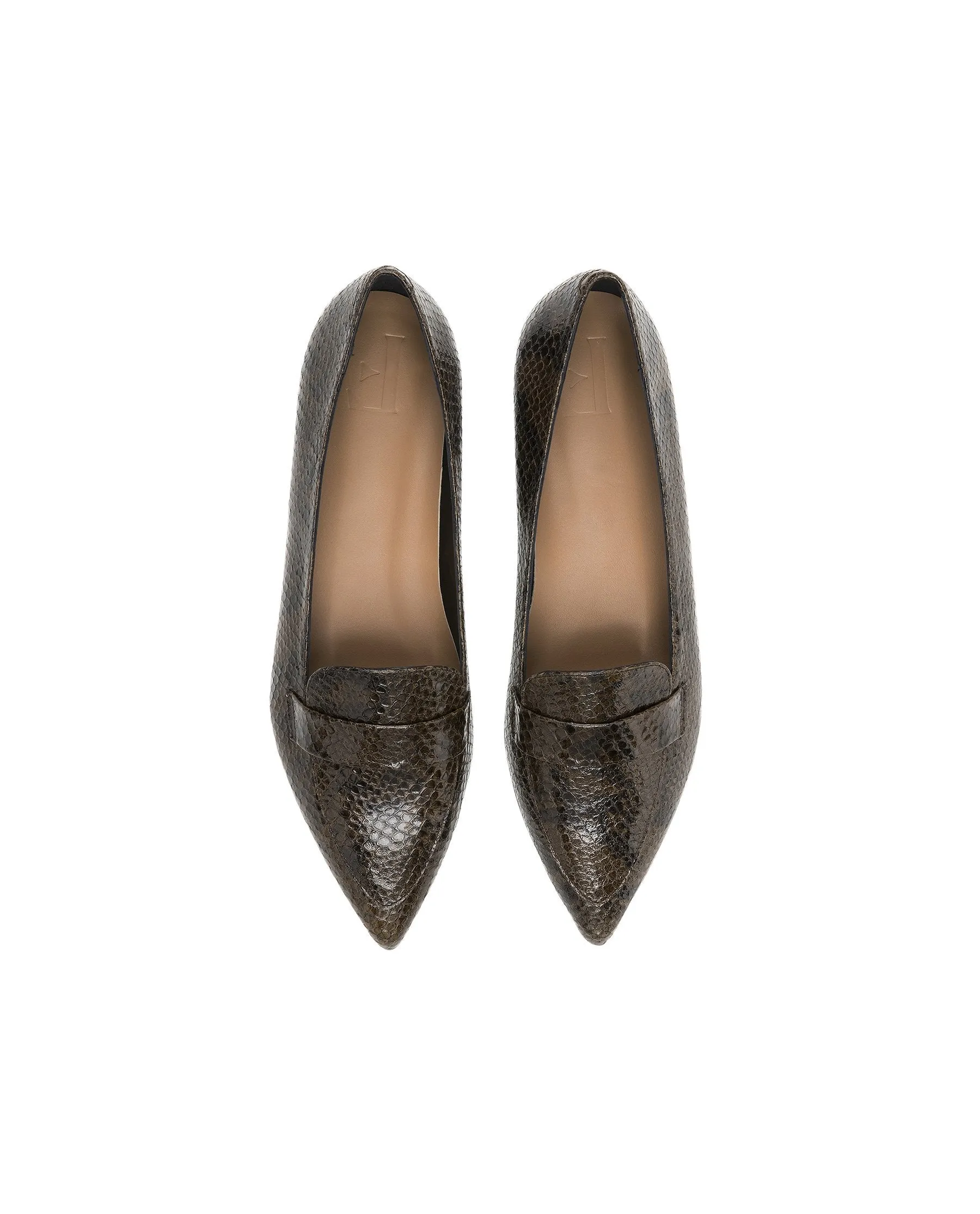 Alexandra Chocolate Reptile Nappa Flats