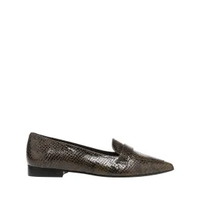 Alexandra Chocolate Reptile Nappa Flats