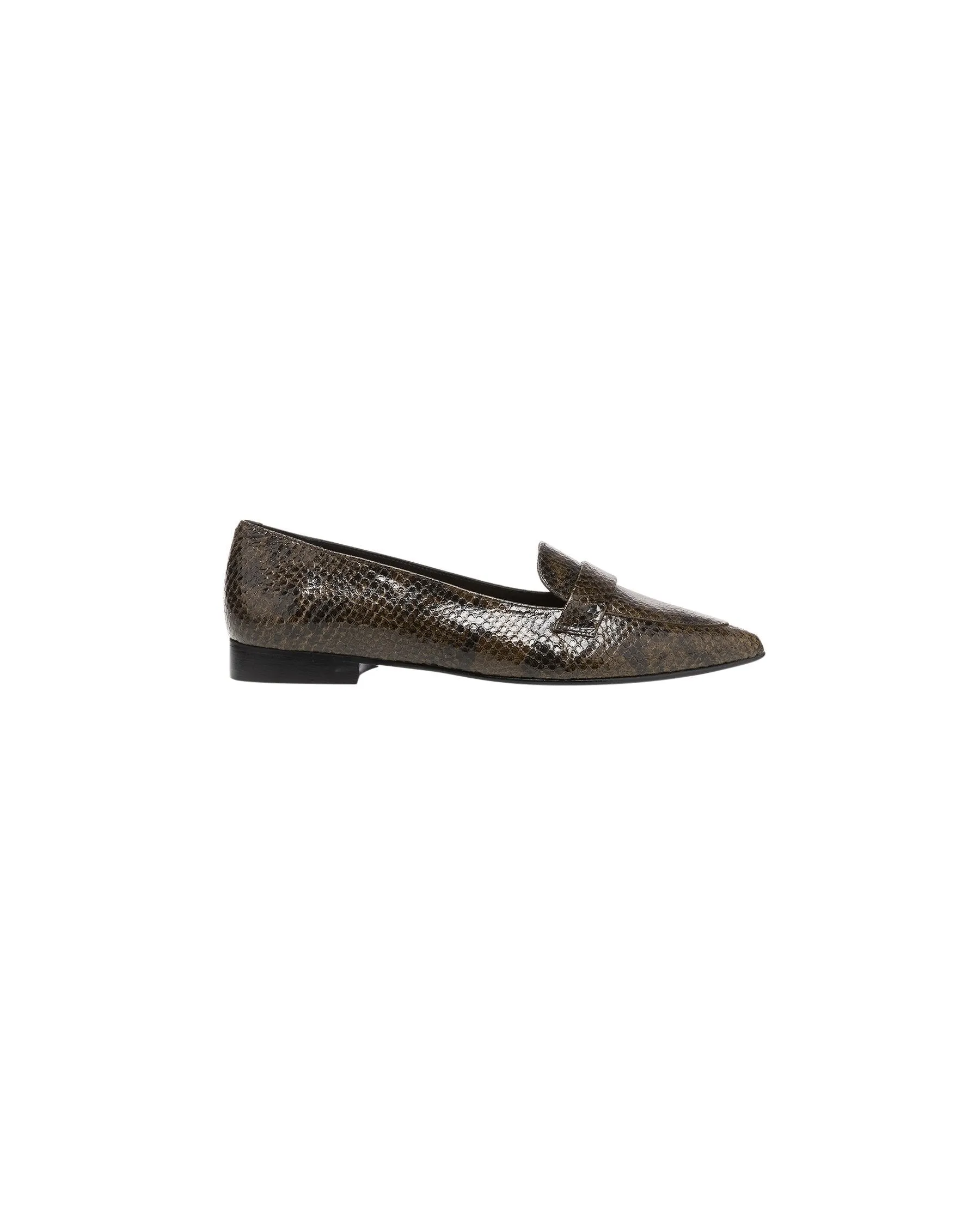 Alexandra Chocolate Reptile Nappa Flats