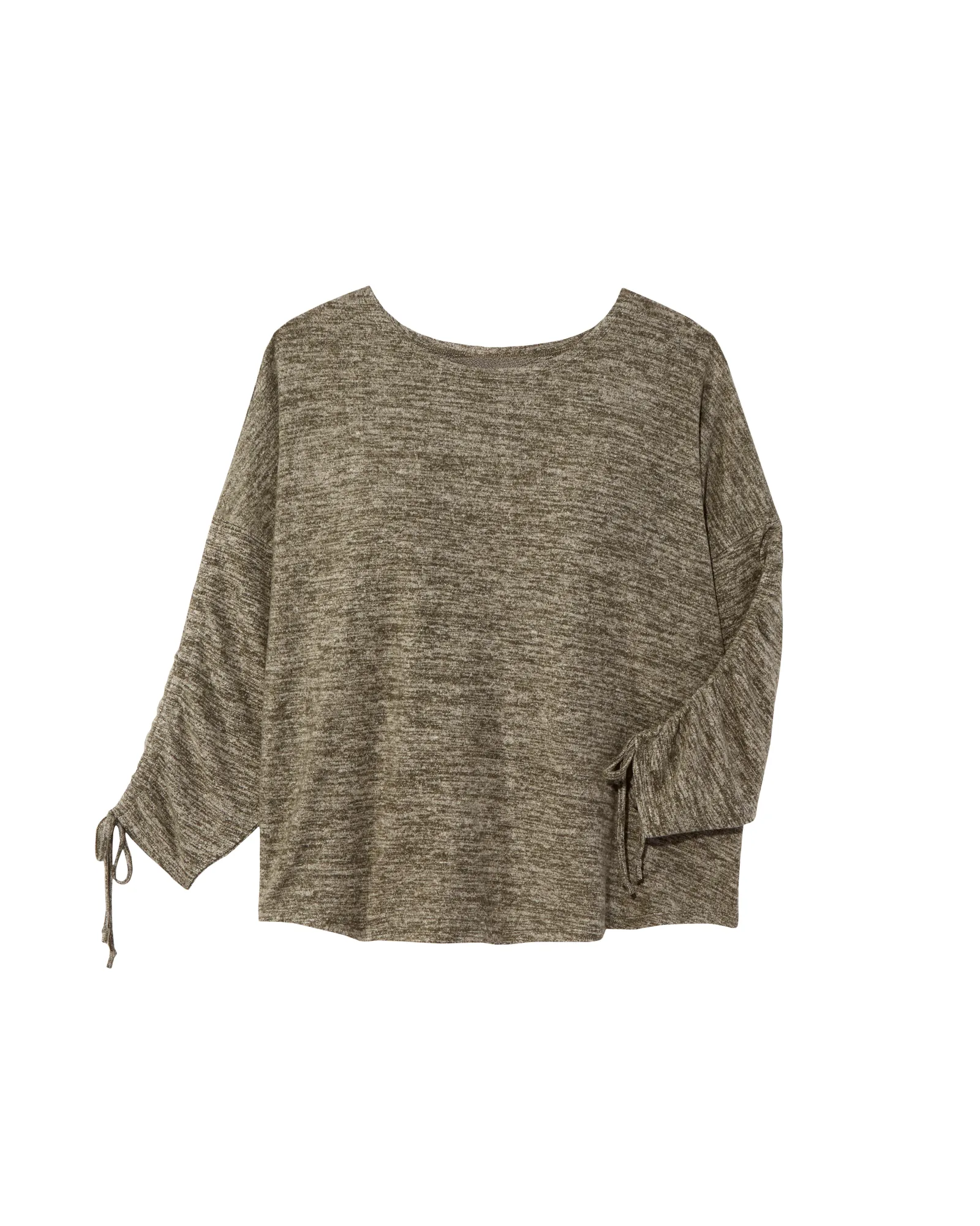 Alfie Sweater Knit Top With Tie Sleeves | Olive Green / Light Green