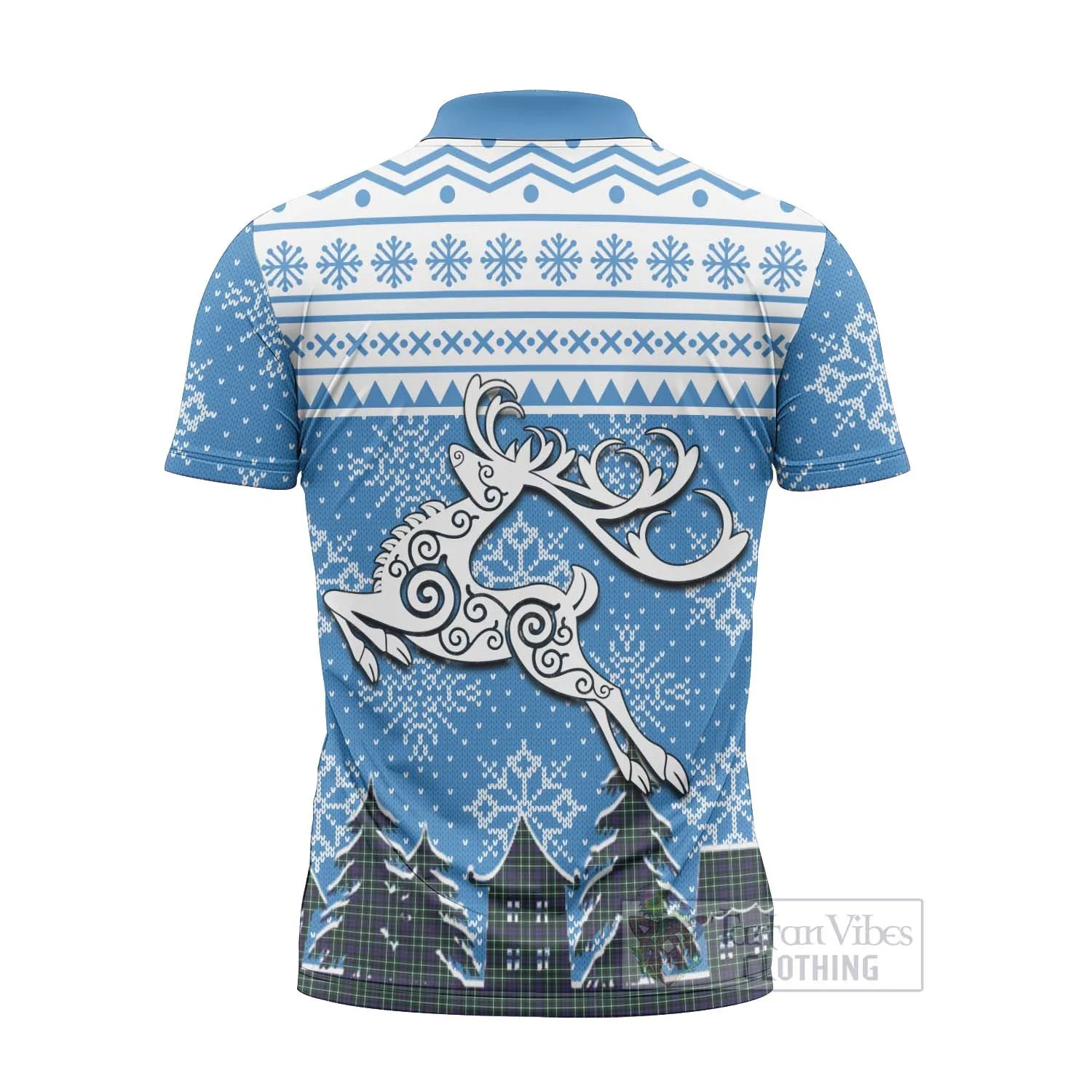 Allardice Clan Christmas Zipper Polo Shirt Celtic Reindeer Style