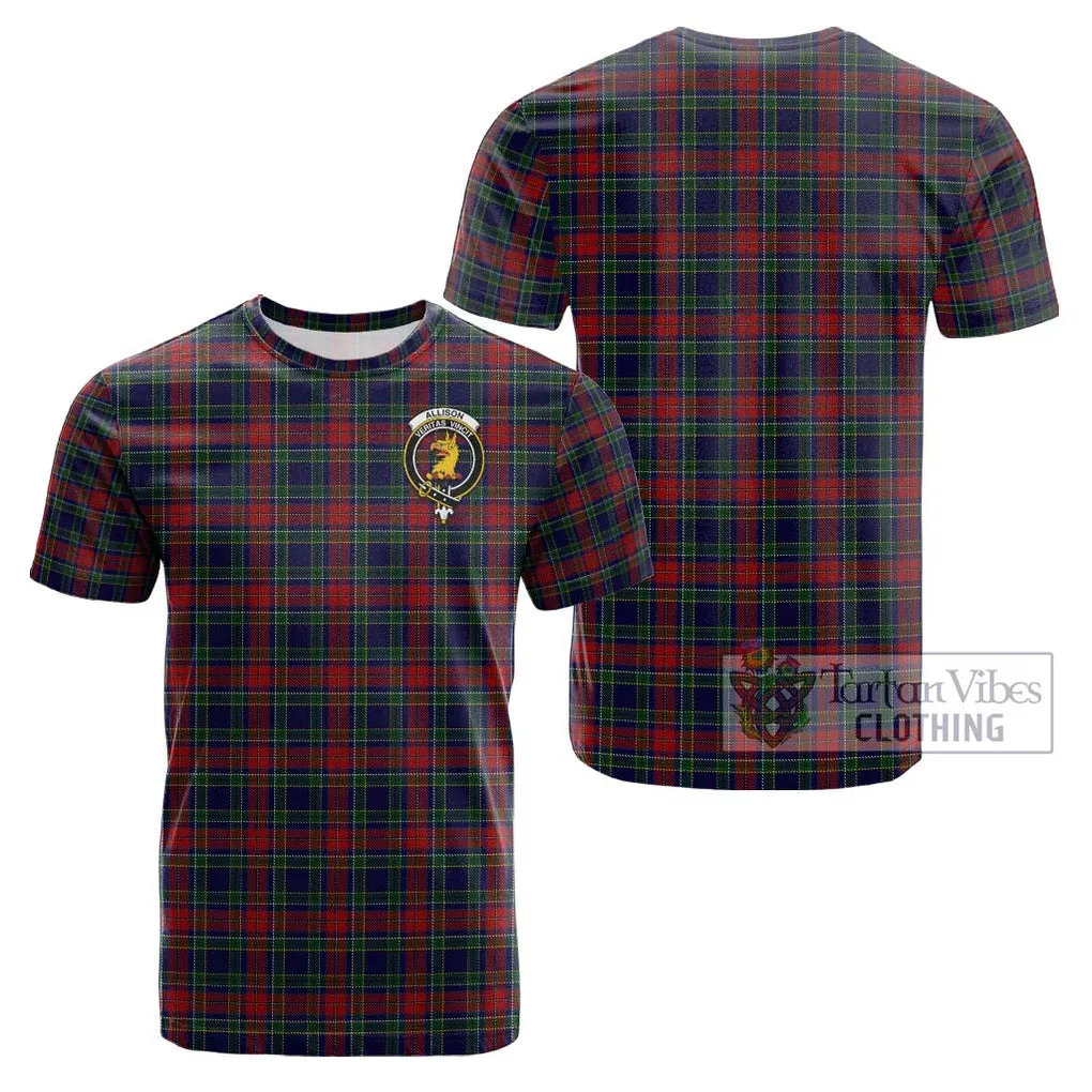 Allison Red Tartan Cotton T-Shirt with Family Crest