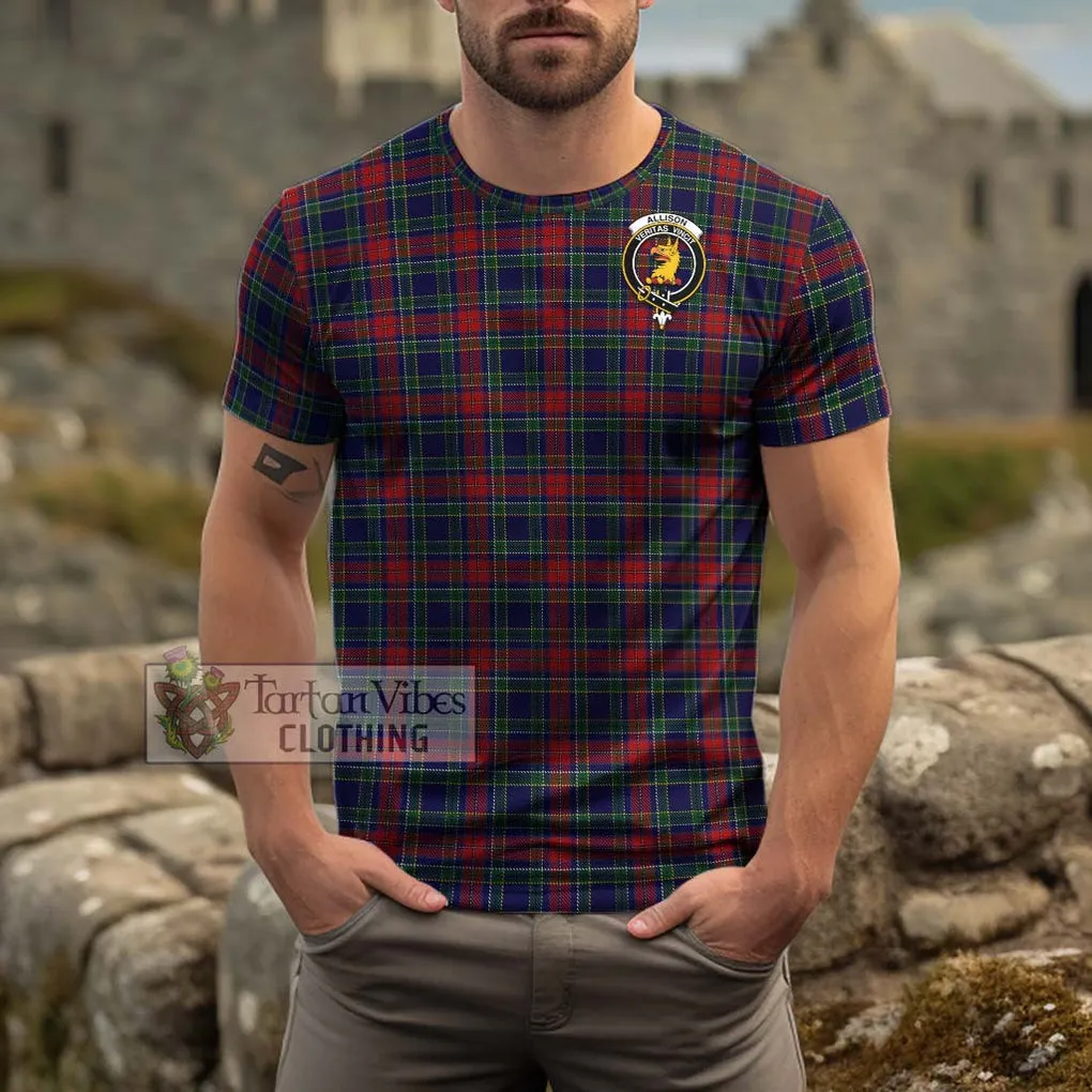 Allison Red Tartan Cotton T-Shirt with Family Crest