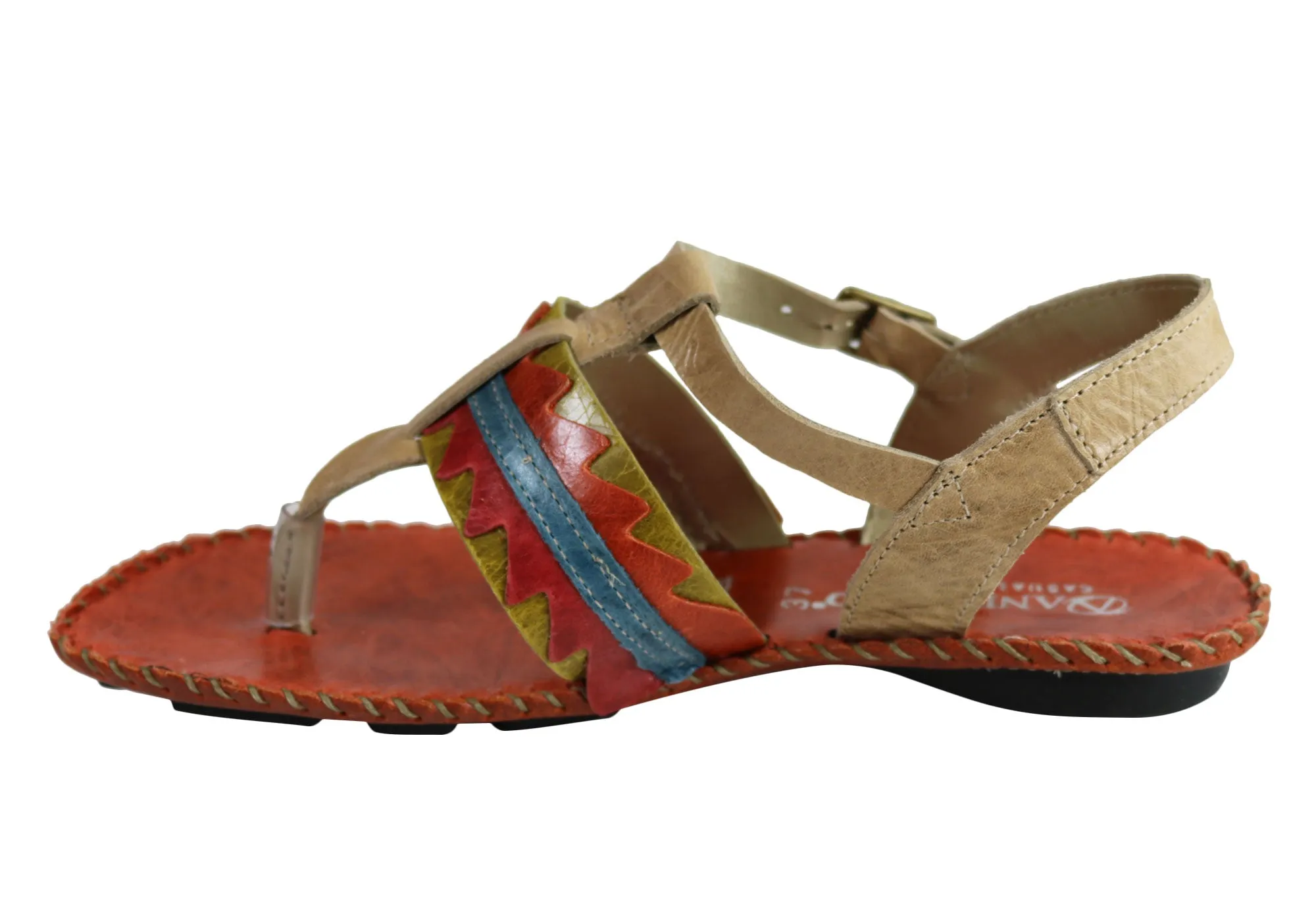 Andacco Kamby Womens Comfortable Leather Flat Sandals Made In Brazil