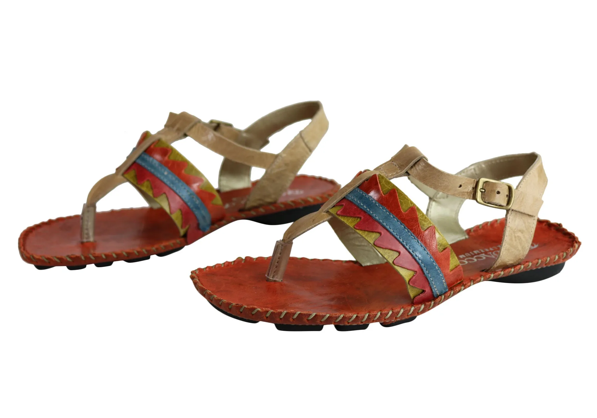 Andacco Kamby Womens Comfortable Leather Flat Sandals Made In Brazil