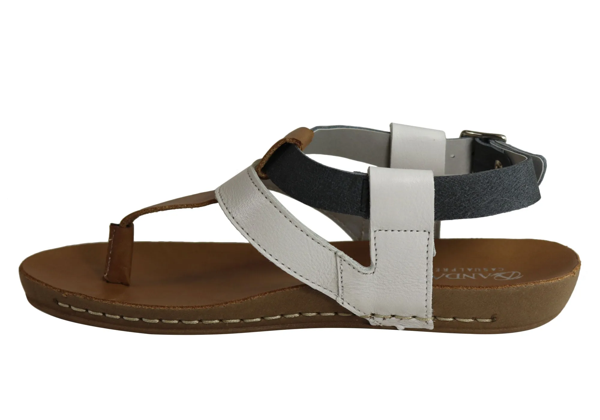 Andacco Yory Womens Comfort Flat Leather Sandals Made In Brazil