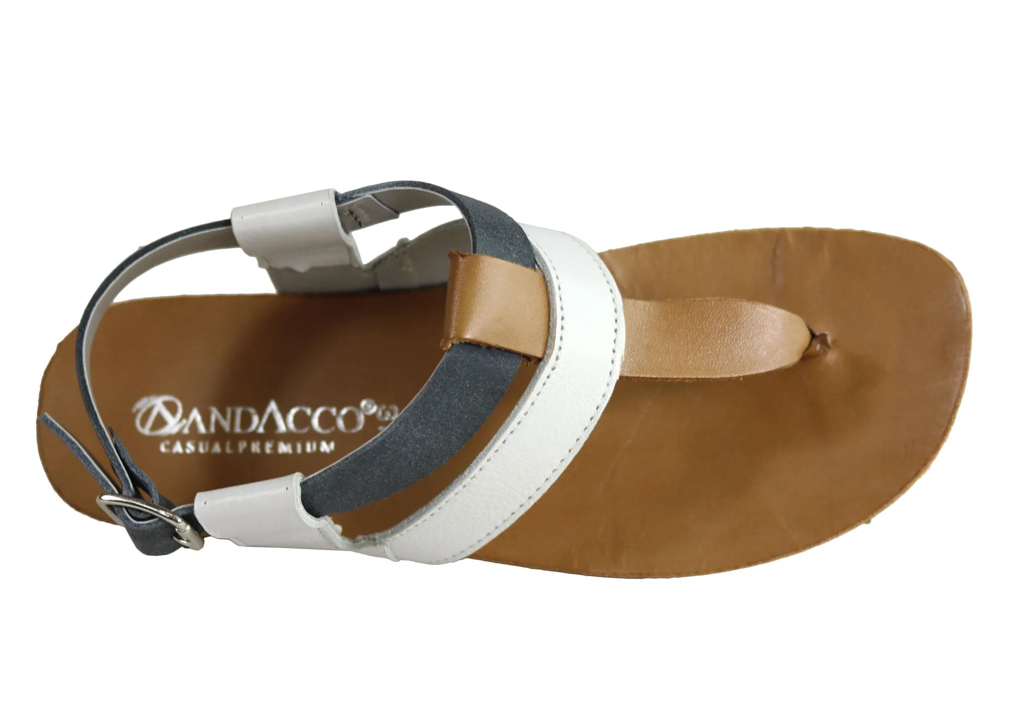 Andacco Yory Womens Comfort Flat Leather Sandals Made In Brazil