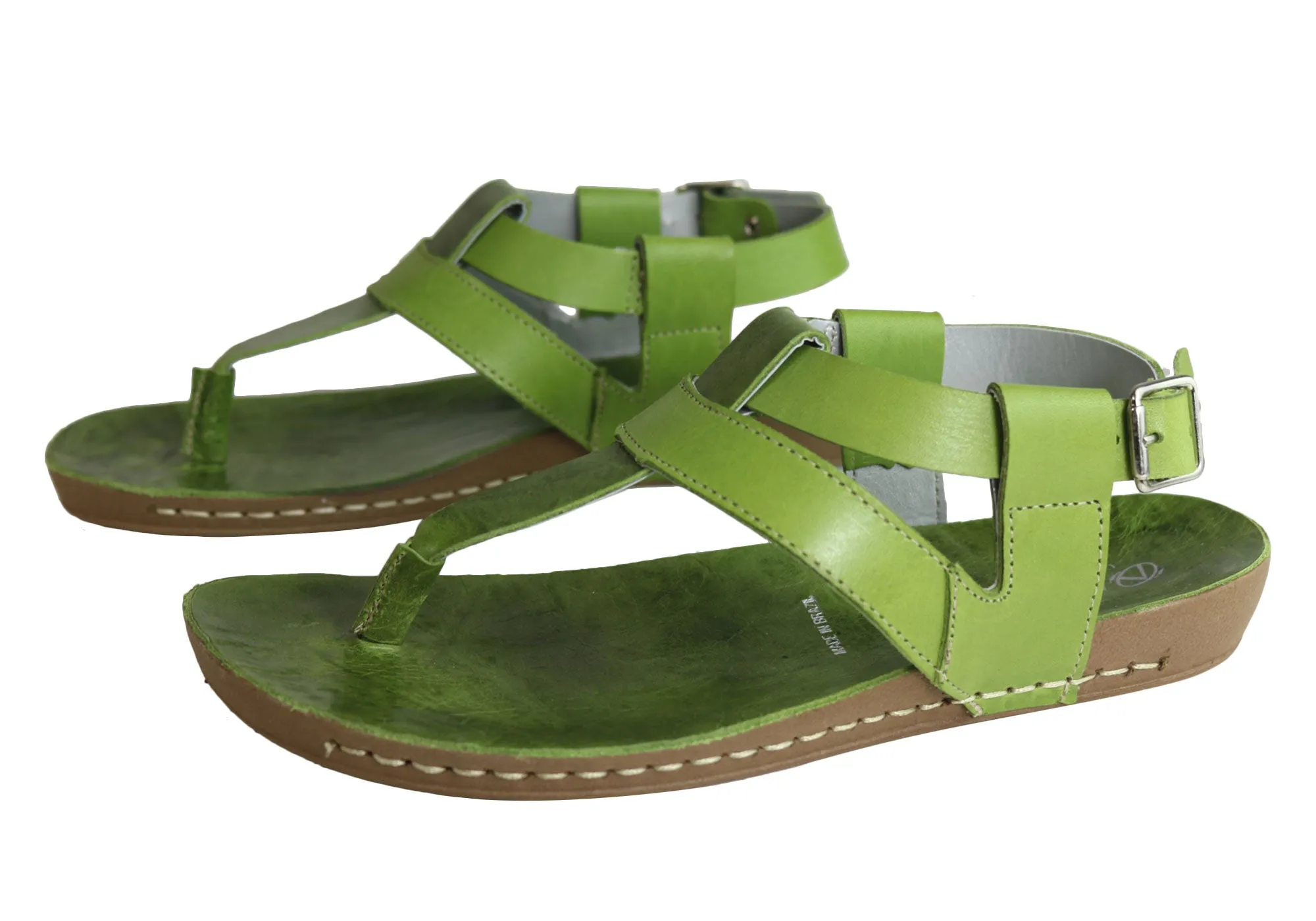 Andacco Yory Womens Comfort Flat Leather Sandals Made In Brazil