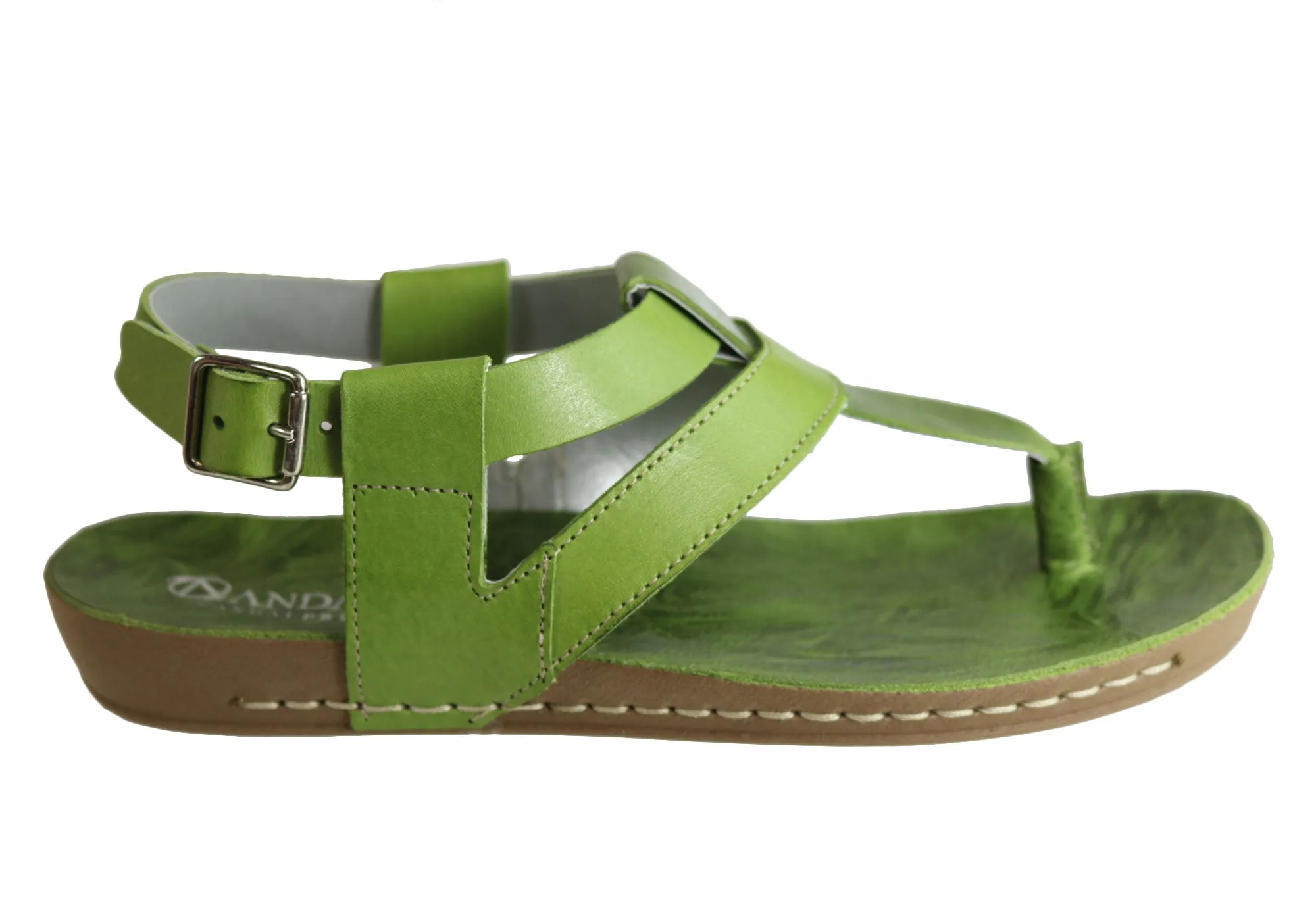 Andacco Yory Womens Comfort Flat Leather Sandals Made In Brazil