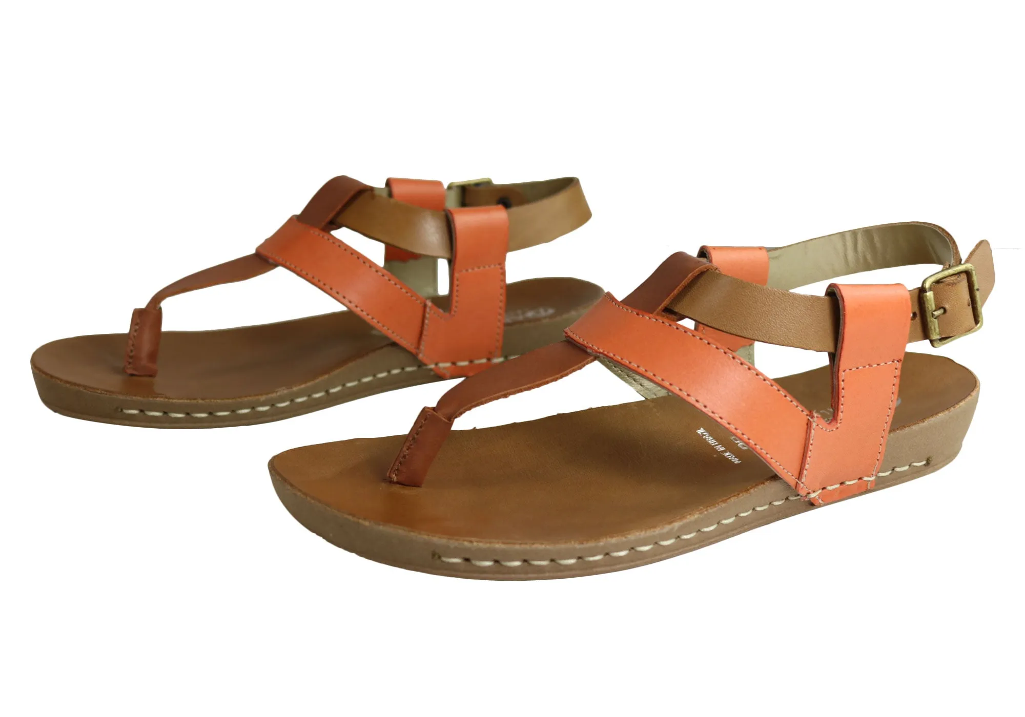 Andacco Yory Womens Comfort Flat Leather Sandals Made In Brazil