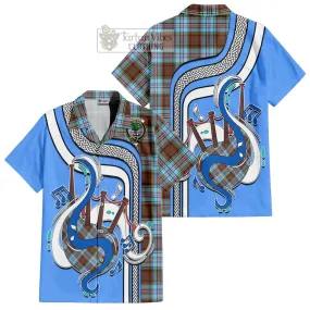 Anderson Ancient Tartan Short Sleeve Button Shirt with Epic Bagpipe Style