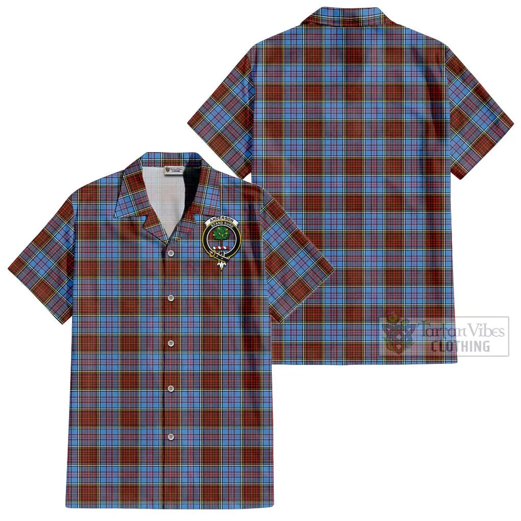 Anderson Modern Tartan Cotton Hawaiian Shirt with Family Crest