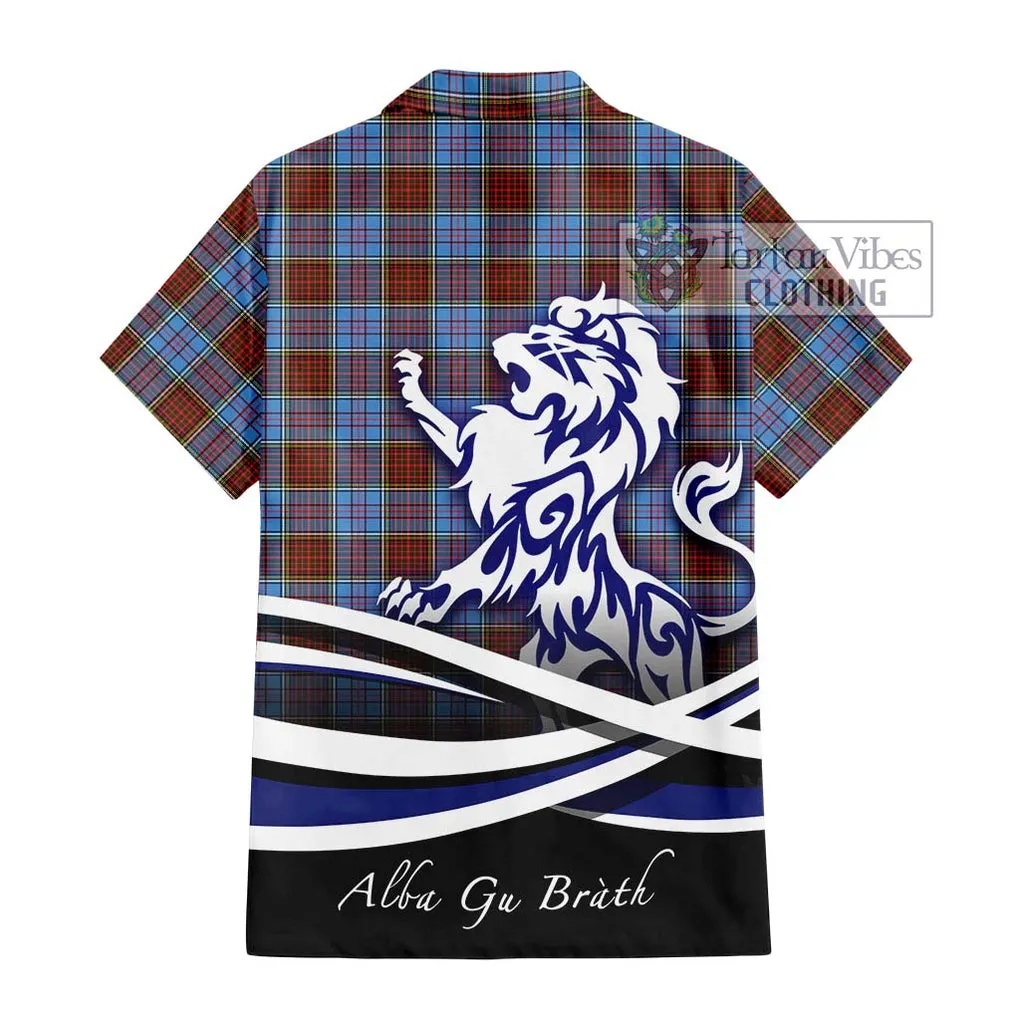 Anderson Modern Tartan Short Sleeve Button Shirt with Alba Gu Brath Regal Lion Emblem