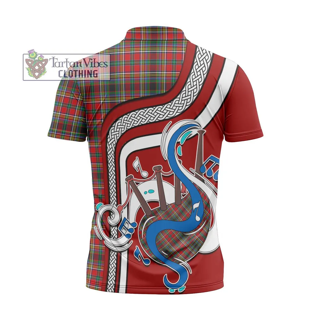 Anderson of Arbrake Tartan Zipper Polo Shirt with Epic Bagpipe Style