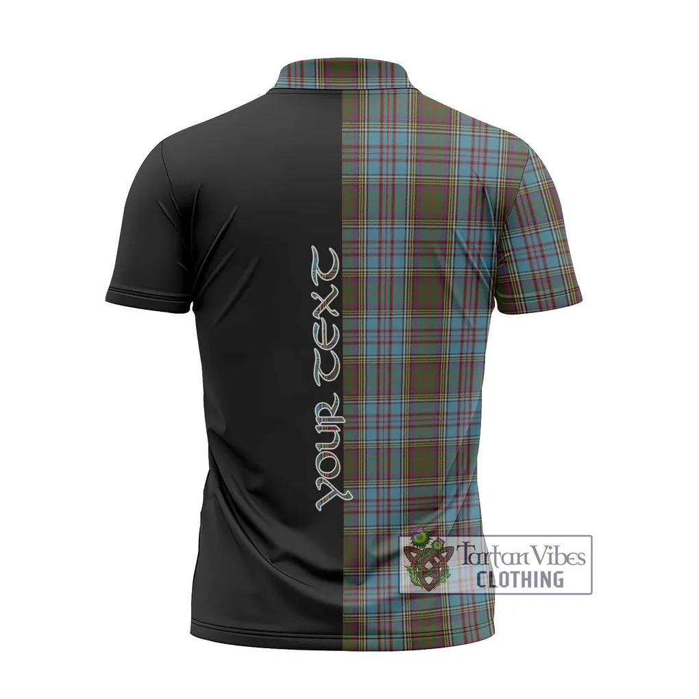 Anderson Tartan Zipper Polo Shirt with Family Crest and Half Of Me Style