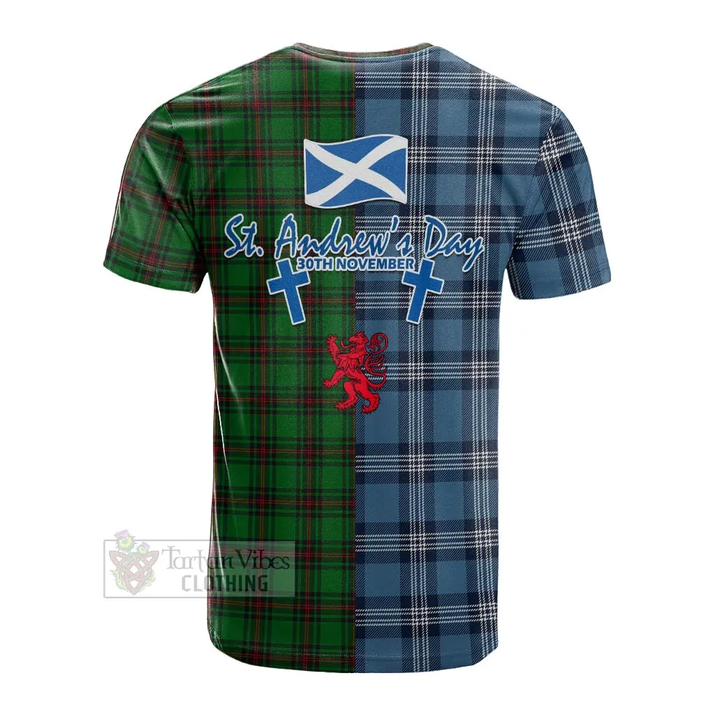 Anstruther Tartan Cotton T-shirt Happy St. Andrew's Day Half Tartan Style