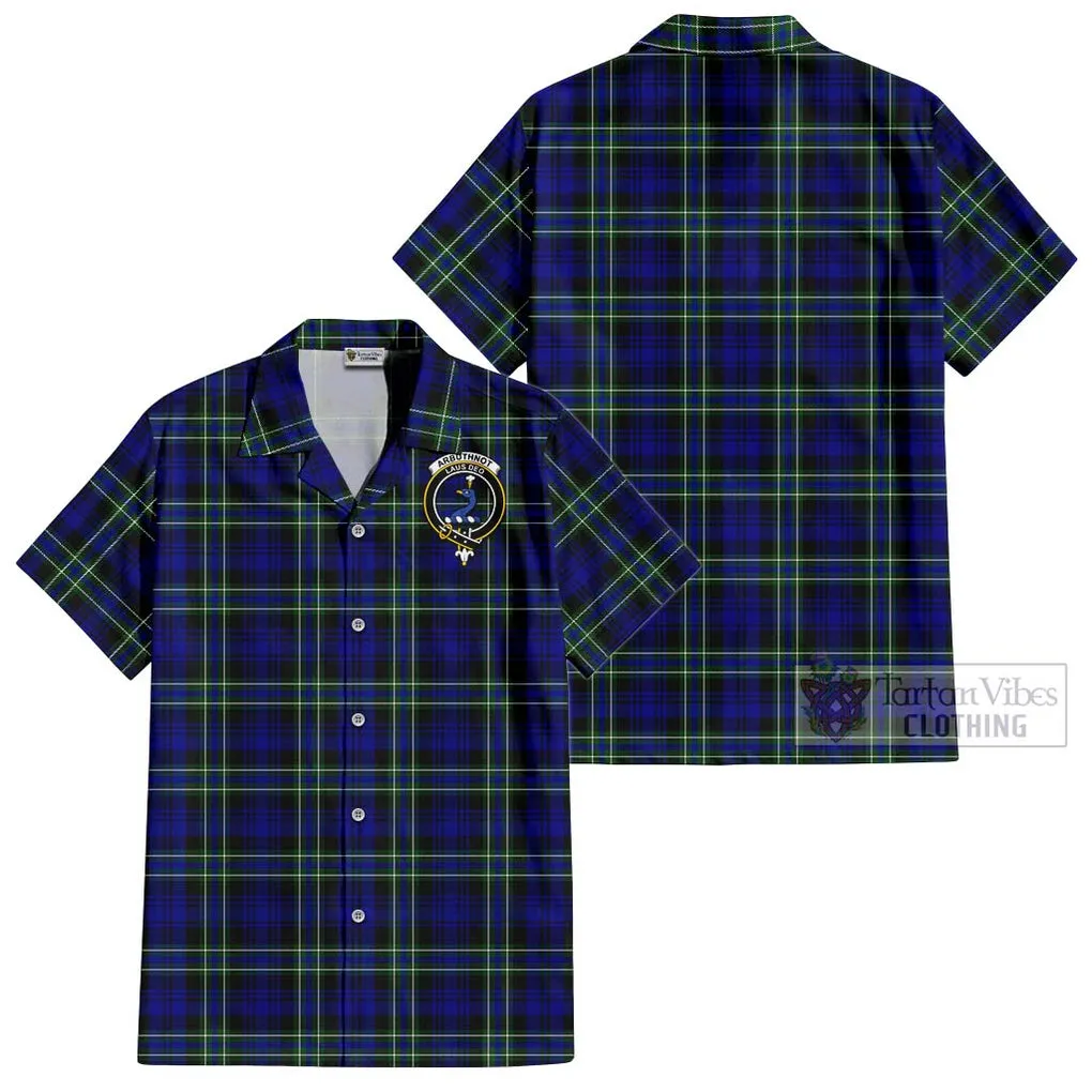 Arbuthnot Modern Tartan Cotton Hawaiian Shirt with Family Crest