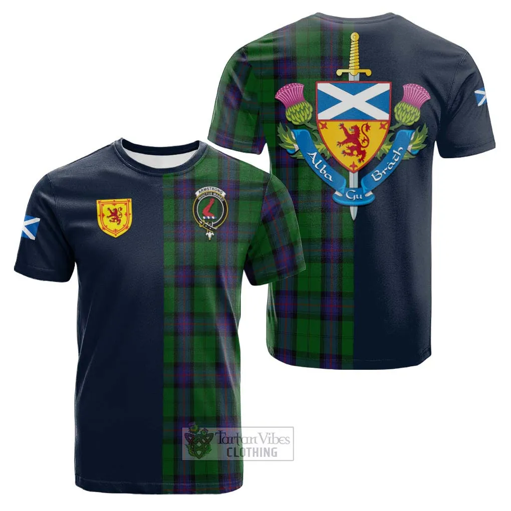 Armstrong Tartan Cotton T-shirt Alba with Scottish Lion Royal Arm Half Style