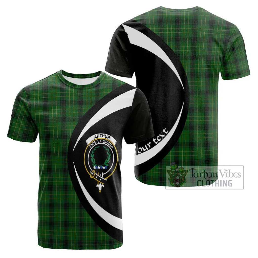 Arthur Highland Tartan Cotton T-shirt with Family Crest Circle Style