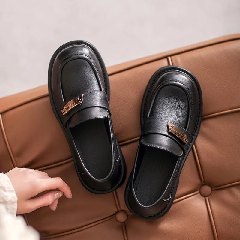 Babakud Fine Leather Women Thick Sole Loafers