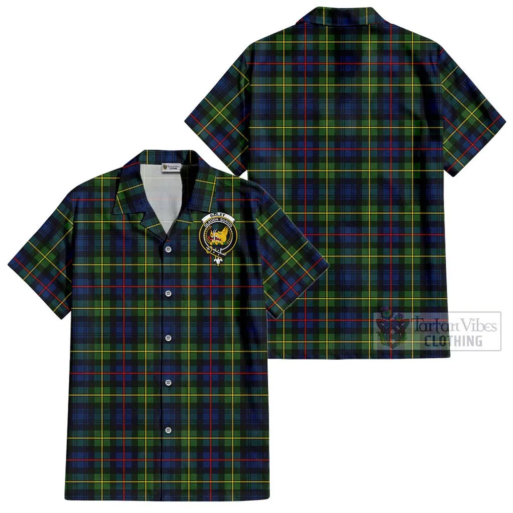 Bailey Modern Tartan Cotton Hawaiian Shirt with Family Crest