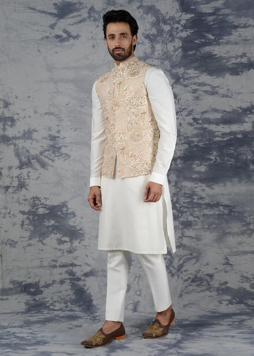 Beige Bandhgala Jacket | Siddhesh Chauhan