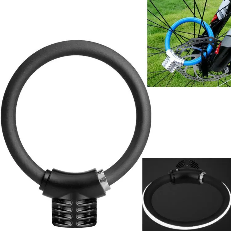 Bicycle Ring Lock Anti-Theft Lock Bicycle Portable Mini Safety Lock Racket Lock Bold Cable Lock, Colour: Reflective Matte Black