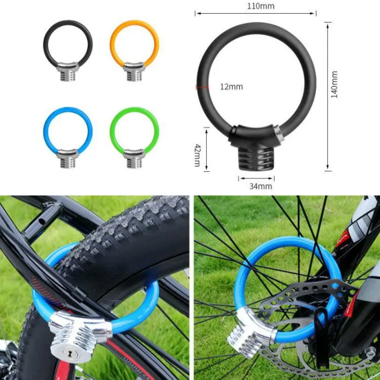 Bicycle Ring Lock Anti-Theft Lock Bicycle Portable Mini Safety Lock Racket Lock Bold Cable Lock, Colour: Reflective Matte Black