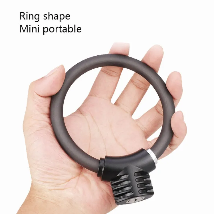 Bicycle Ring Lock Anti-Theft Lock Bicycle Portable Mini Safety Lock Racket Lock Bold Cable Lock, Colour: Reflective Matte Black