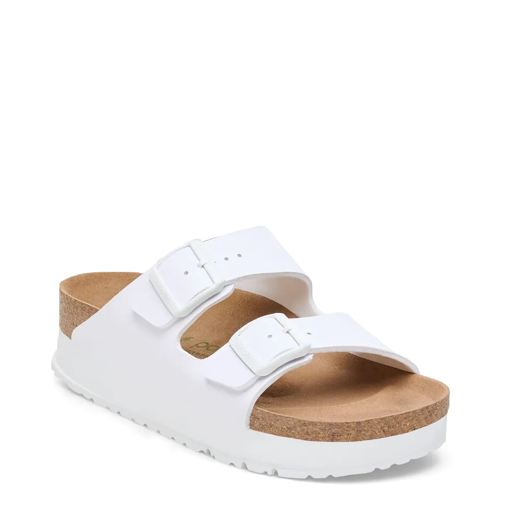 Birkenstock Women's Arizona Flex Platform Birko-Flor Sandal in White