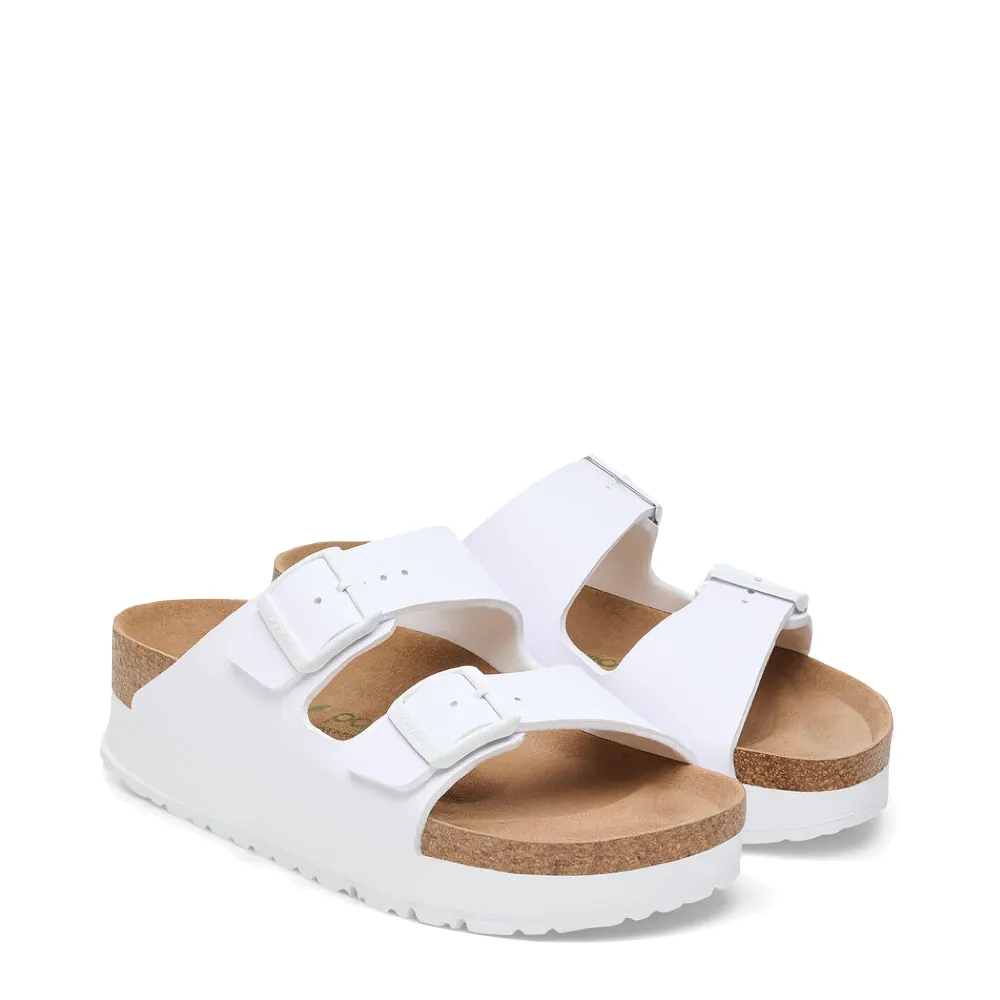 Birkenstock Women's Arizona Flex Platform Birko-Flor Sandal in White