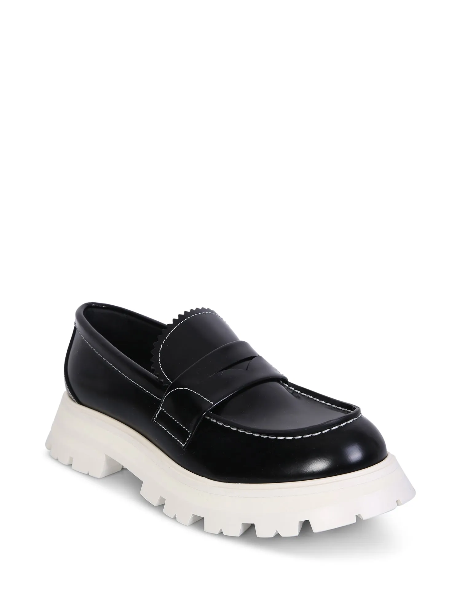 Black leather loafer