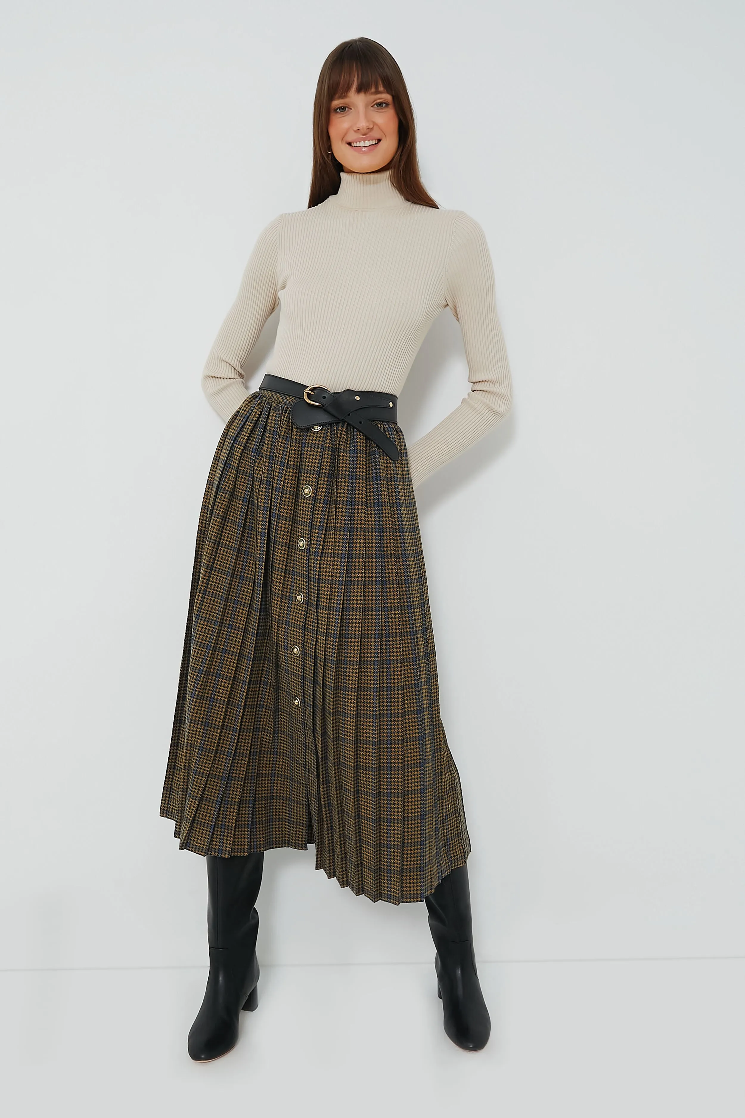 Blue and Yellow Houndstooth Harlan Skirt