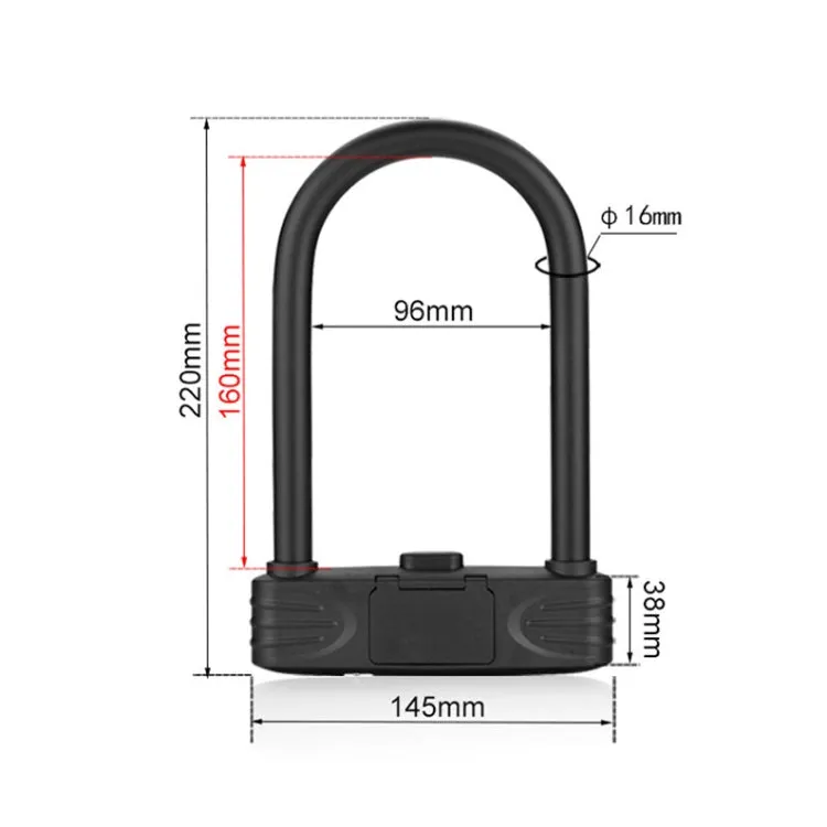 Bold Steel U-Shaped Bicycle Password Lock Motorcycle Electric Car Anti-Theft Password Lock(Black)