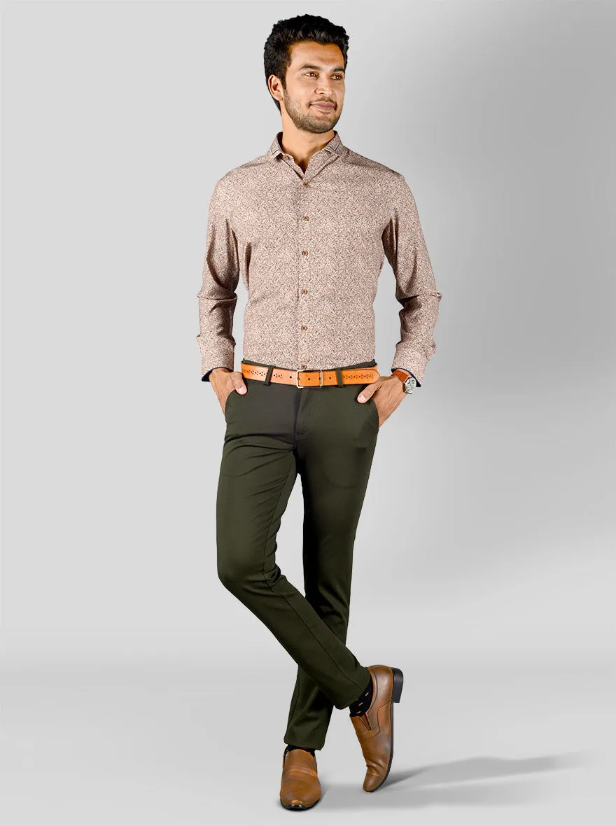 Brown Printed Slim Fit Party Wear Shirt | JB Studio