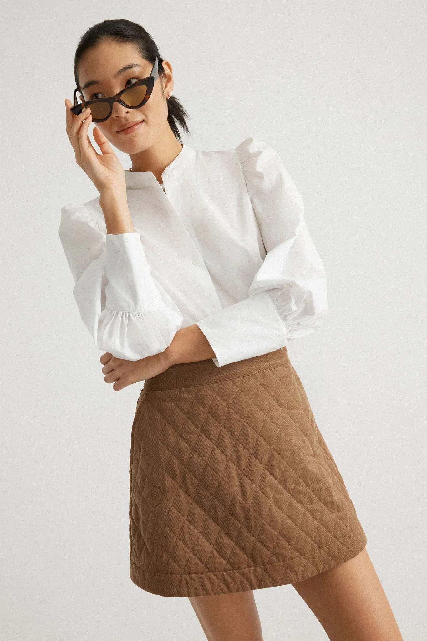 Brown Quilted Corduroy Marlene Mini Skirt