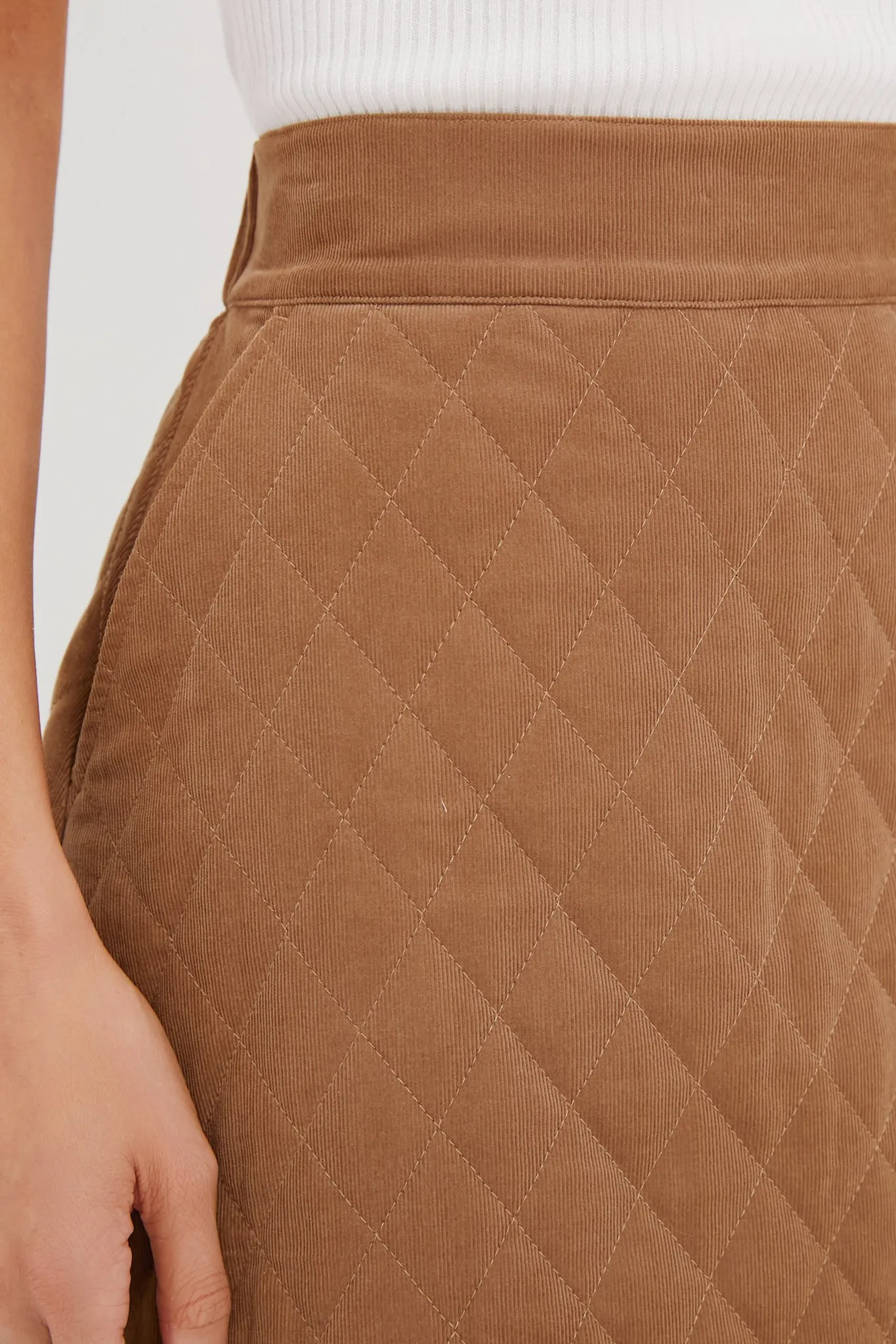 Brown Quilted Corduroy Marlene Mini Skirt