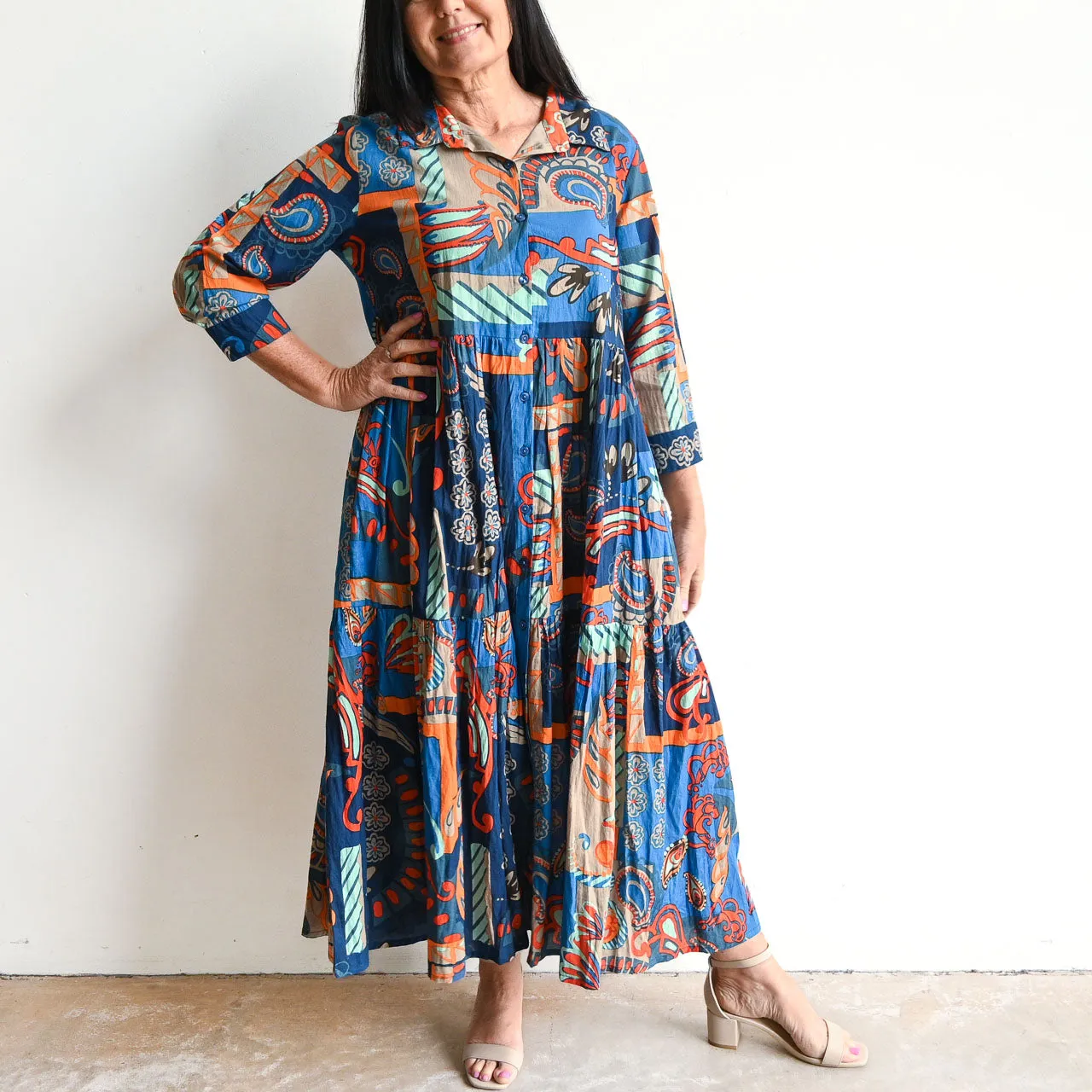 Button-Through Midi Dress by Orientique Australia - Camps Bay - 30007