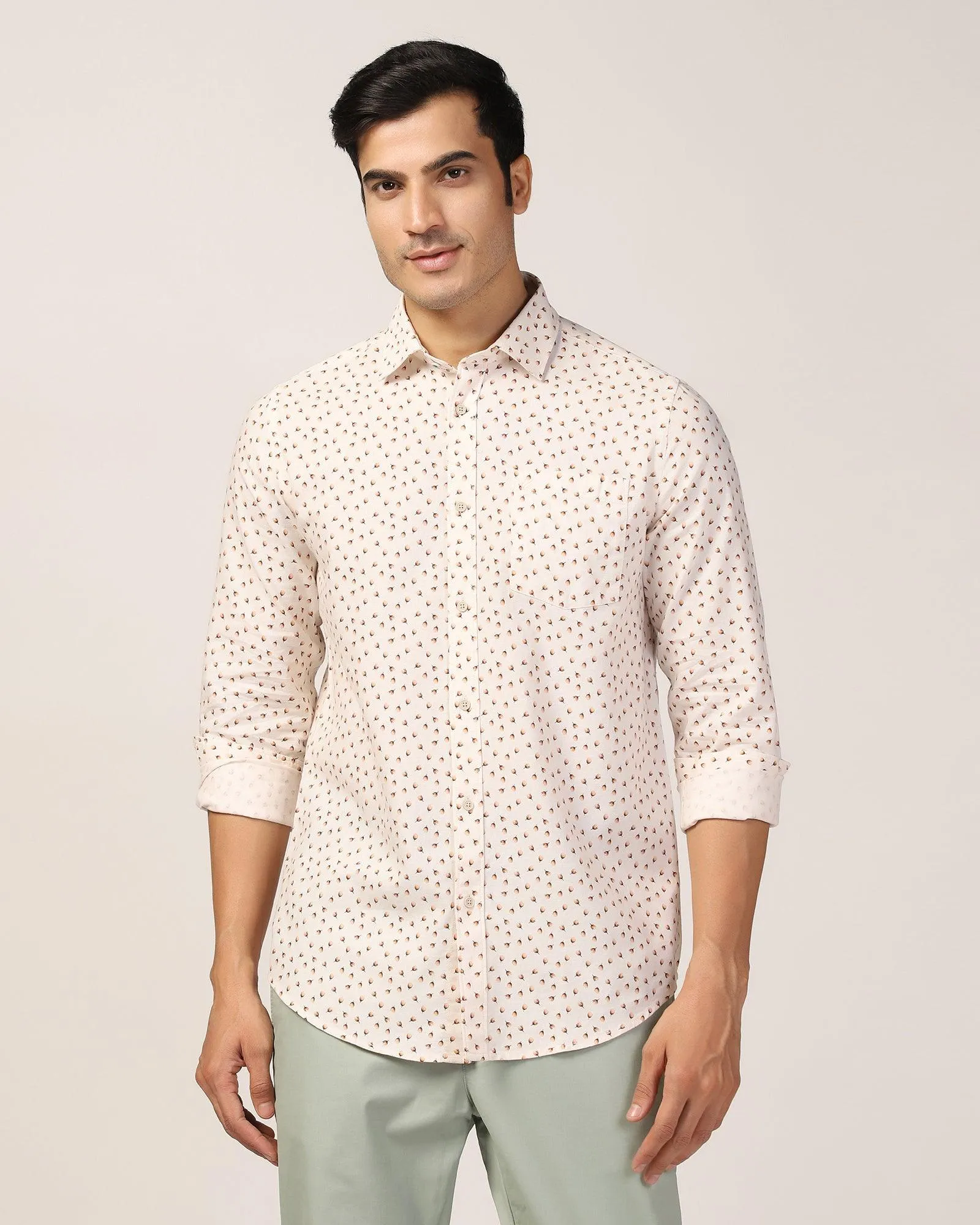 Casual Beige Printed Shirt - Ziff