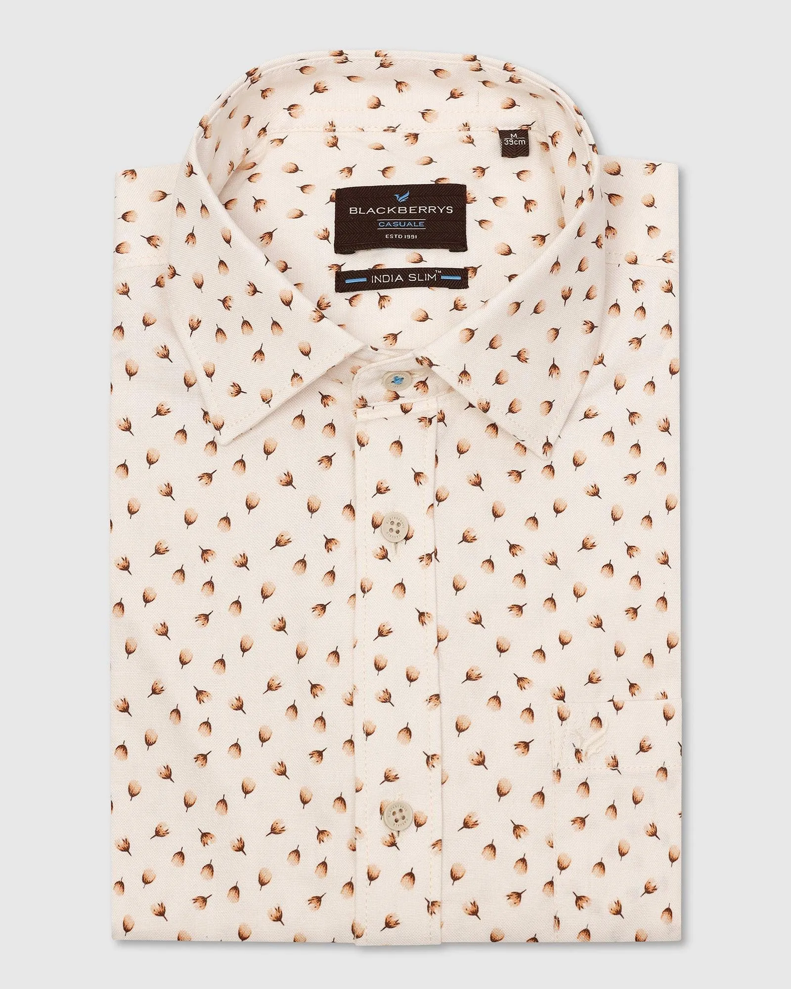 Casual Beige Printed Shirt - Ziff